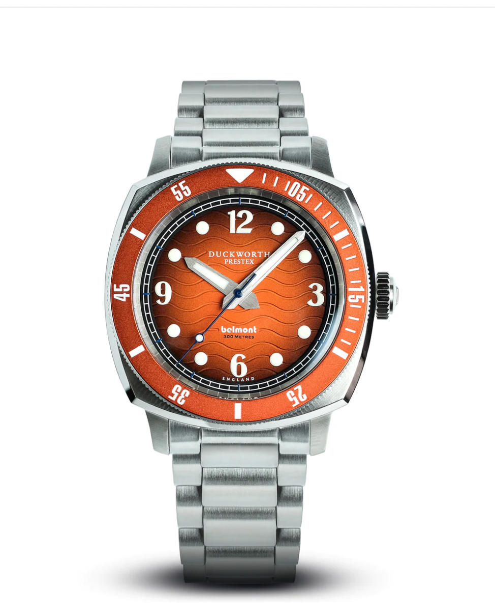 Belmont Dive Watch Orange Dial on Steel Bracelet