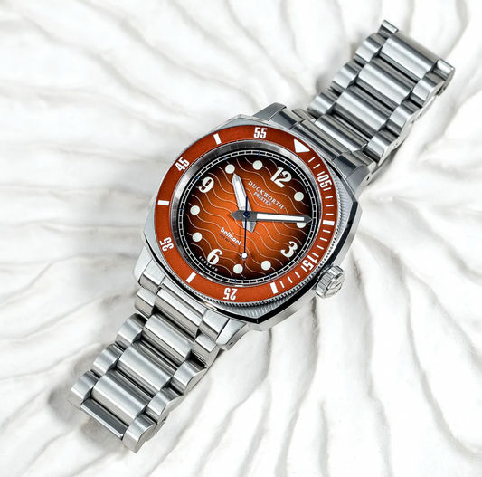 Belmont Dive Watch Orange Dial on Steel Bracelet, view 4