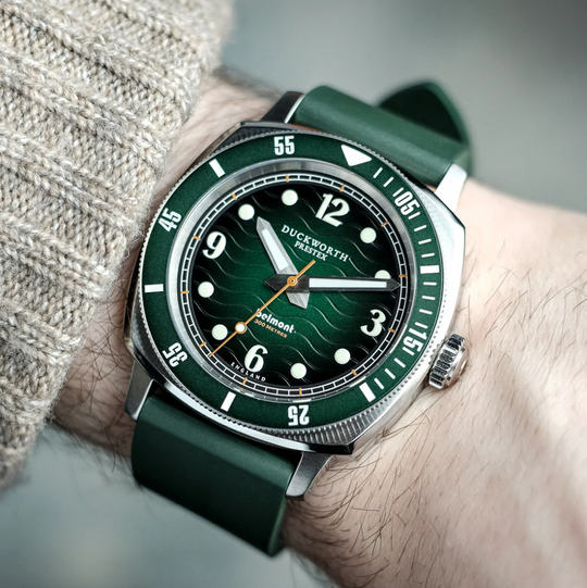 Belmont Dive Watch Green Dial on Green Rubber, view 4
