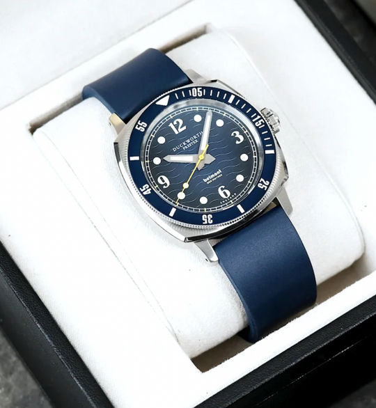 Belmont Dive Watch Blue Dial on Blue Rubber, view 3