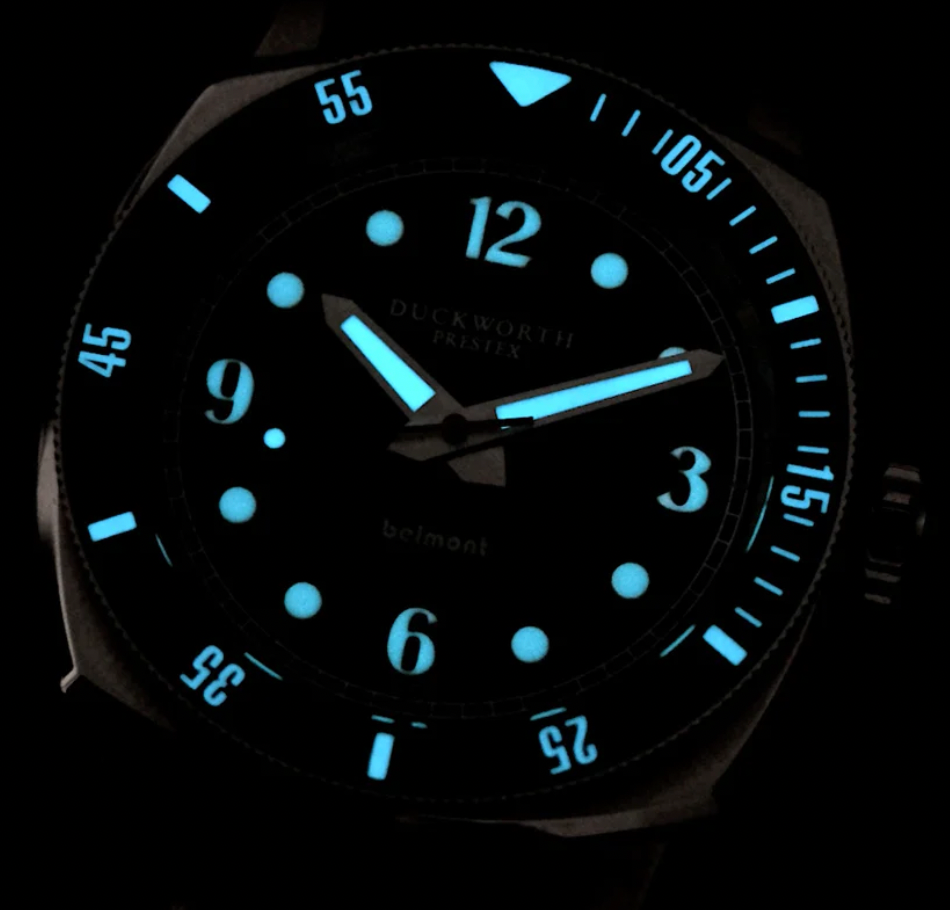 Belmont Dive Watch Blue Dial on Blue Rubber, view 5