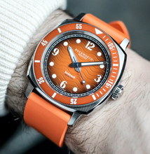 Load image into Gallery viewer, Belmont Dive Watch Orange Dial on Orange Rubber
