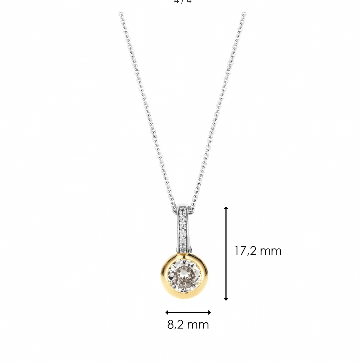 Ti Sento Cubic Zirconia Pendant Gold Plated, view 4