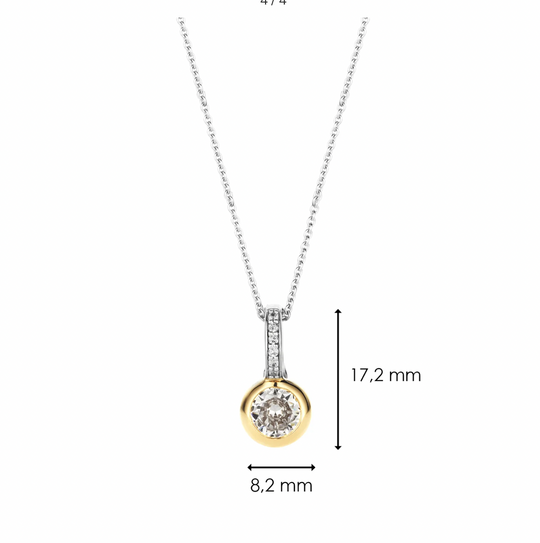 Ti Sento Cubic Zirconia Pendant Gold Plated, view 4