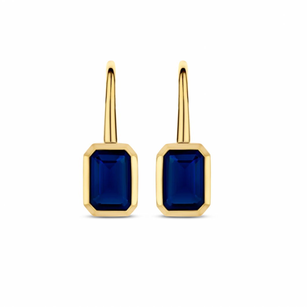Ti Sento Gold Plated Blue Stone Earrings