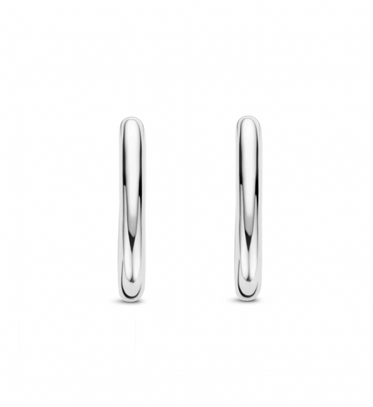 Ti Sento Slim Silver Hoop Earrings, view 2