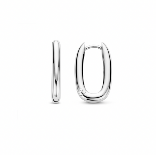 Ti Sento Slim Silver Hoop Earrings, view 3