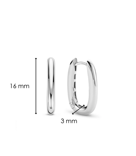 Ti Sento Slim Silver Hoop Earrings, view 4