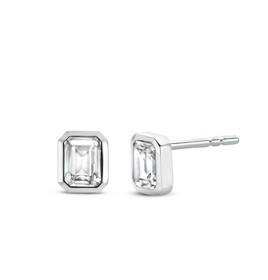 Ti Sento White Stone Cubic Zirconia Stud Earrings, view 2
