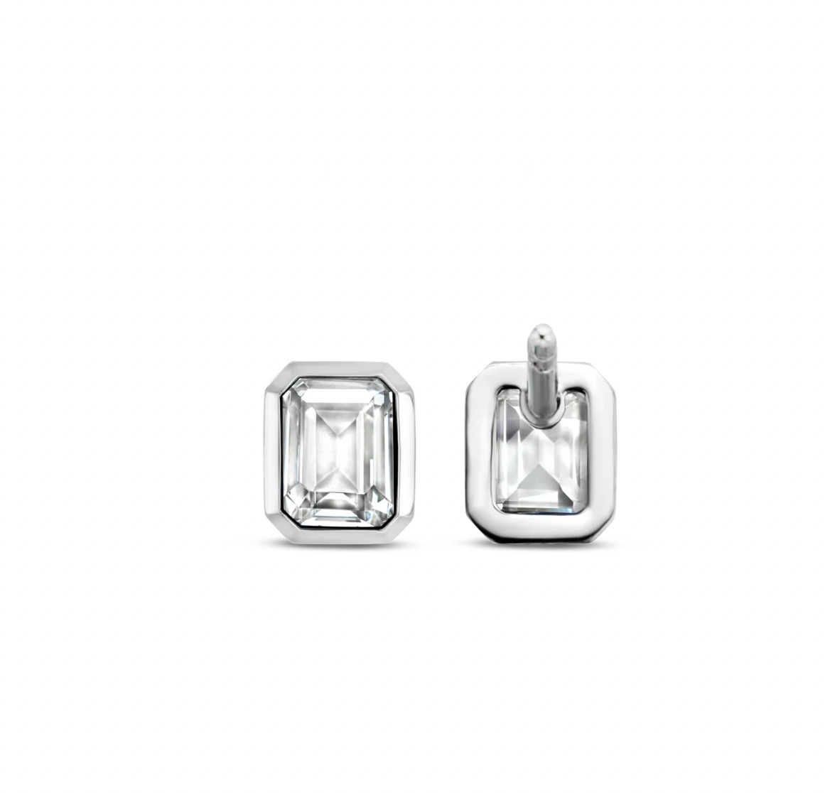 Ti Sento White Stone Cubic Zirconia Stud Earrings, view 4