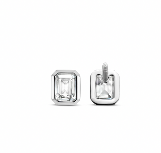 Ti Sento White Stone Cubic Zirconia Stud Earrings, view 4