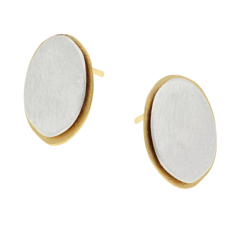 Sterling Silver & Gold Plated Circle Earrings