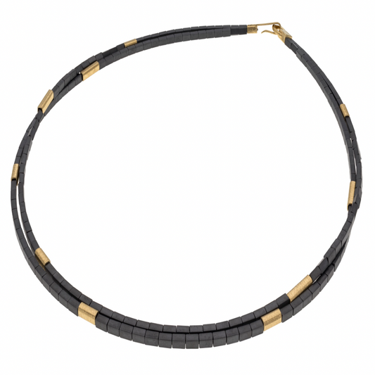 Dark Grey Haematite and Silver Vermeil Necklace