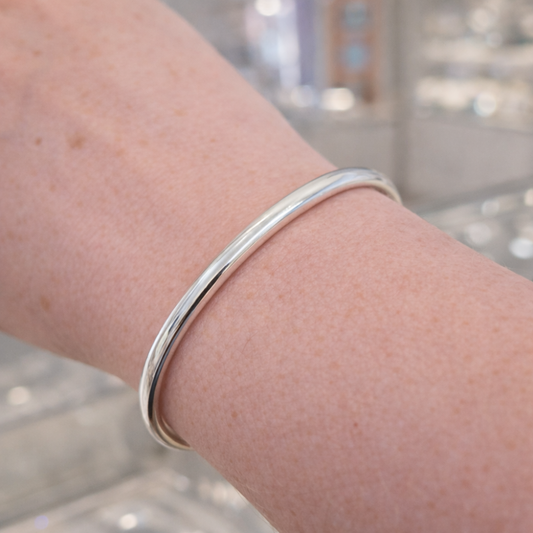 Classic Oval Sterling Silver Bangle, view 2