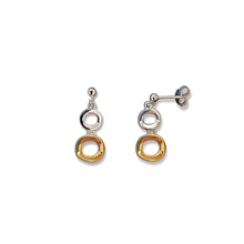Load image into Gallery viewer, Two Tone Sterling Silver &amp; Gold Vermeil Organic Circle Drop Earrings
