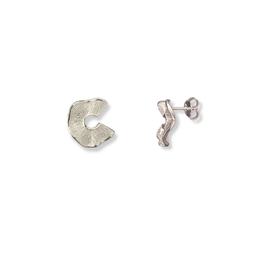 Sterling Silver Textured Sculptural Stud Earrings