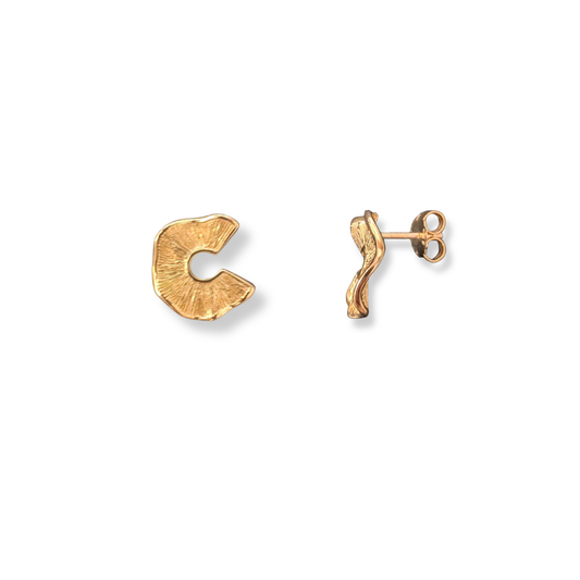 Gold Vermeil Textured Sculptural Stud Earrings