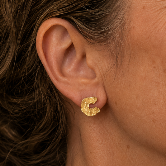 Gold Vermeil Textured Sculptural Stud Earrings, view 2