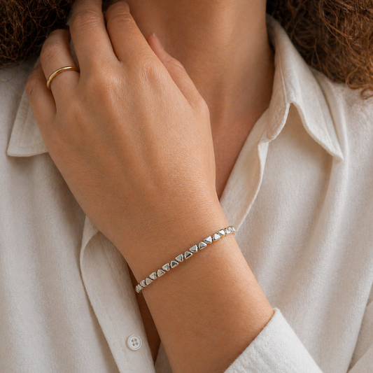 Sterling Silver Textured Triangle Link Bracelet, view 2