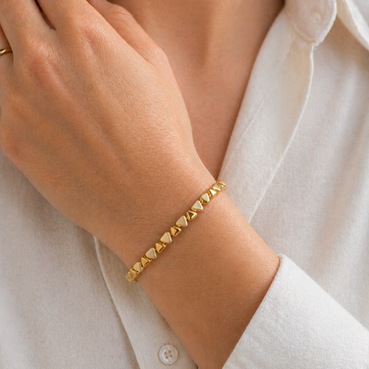 Gold Vermeil Textured Triangle Link Bracelet, view 2