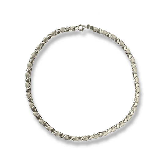 Sterling Silver Textured Triangle Link Collar Necklace