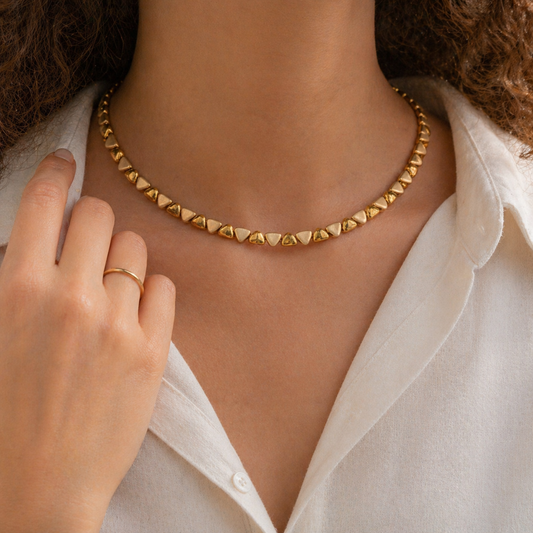 Gold Vermeil Textured Triangle Link Collar Necklace, view 2