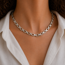 Load image into Gallery viewer, Sterling Silver Asymmetric Oval Link Collar Necklace
