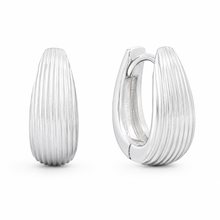 Load image into Gallery viewer, Sterling Silver Ridged Horseshoe Huggie Hoop Earrings
