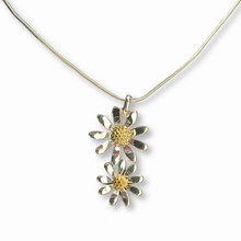 Load image into Gallery viewer, Sterling Silver Double Daisy Pendant Necklace on Snake Chain
