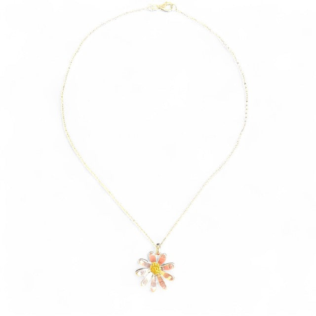 Sterling Silver Daisy Pendant Necklace on a trace chain