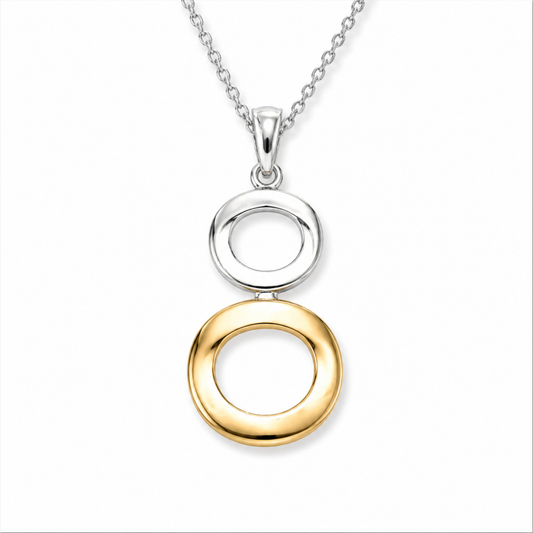 Sterling Silver and Gold Vermeil Stacked Oval Pendant Necklace, view 2
