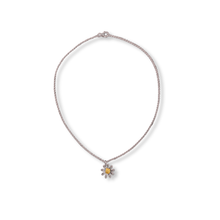 Load image into Gallery viewer, Small Sterling Silver Daisy Pendant Necklace with Gold Vermeil Centre
