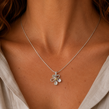 Load image into Gallery viewer, Sterling Silver Open Flower Pendant Necklace with Gold Vermeil Centre
