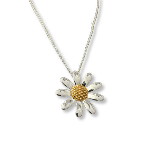 Sterling Silver Daisy Pendant, view 2