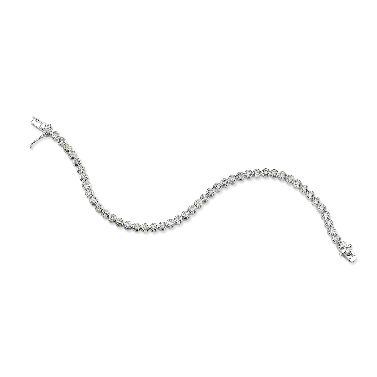 Sterling Silver Cubic Zirconia Tennis Bracelet Rubover Setting, view 4