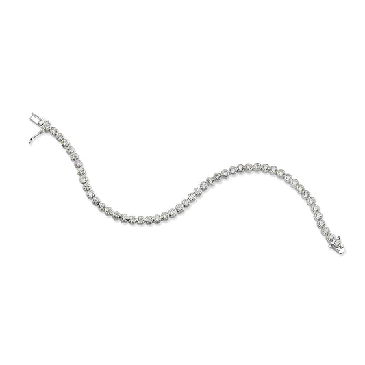 Sterling Silver Cubic Zirconia Tennis Bracelet Rubover Setting, view 4