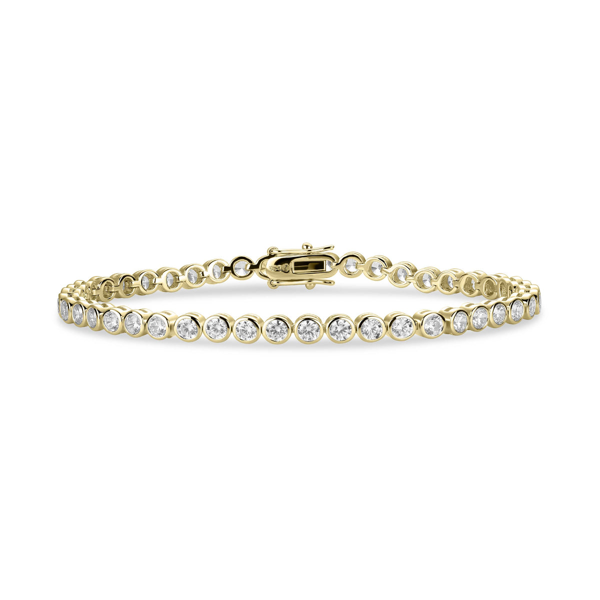 Silver Vermeil CZ Tennis Bracelet rubover setting