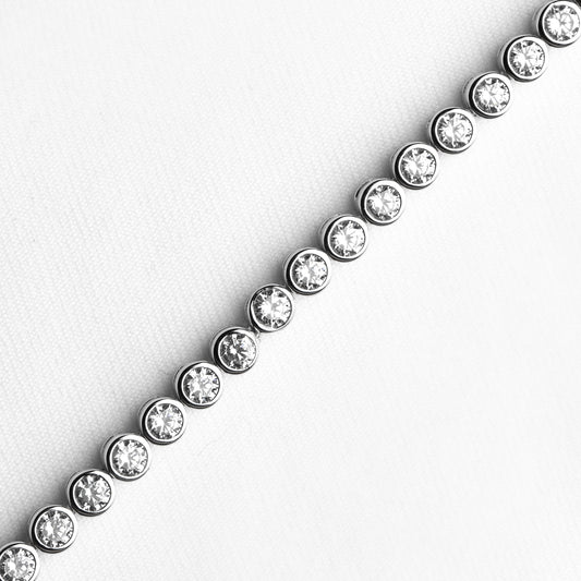 Sterling Silver Cubic Zirconia Tennis Bracelet Rubover Setting