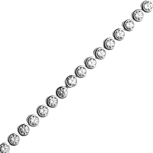 Sterling Silver Cubic Zirconia Tennis Bracelet Rubover Setting, view 2