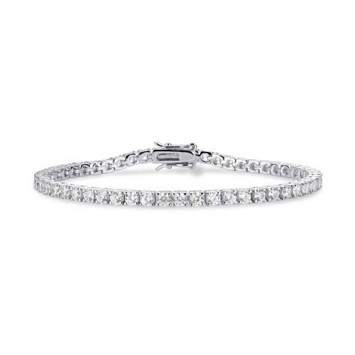 Sterling Silver Cubic Zirconia Tennis Bracelet claw setting in 3 different sizes, view 2