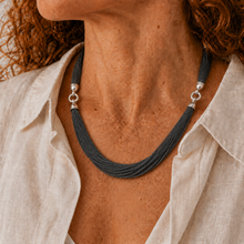 Load image into Gallery viewer, Sterling Silver Oxidised Multi-Strand Chain Necklace
