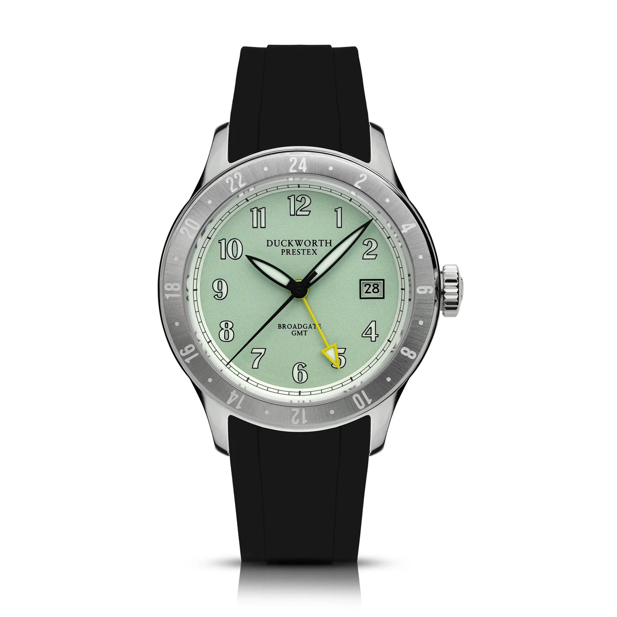 Broadgate GMT automatic Mint Green Dial Black Rubber strap