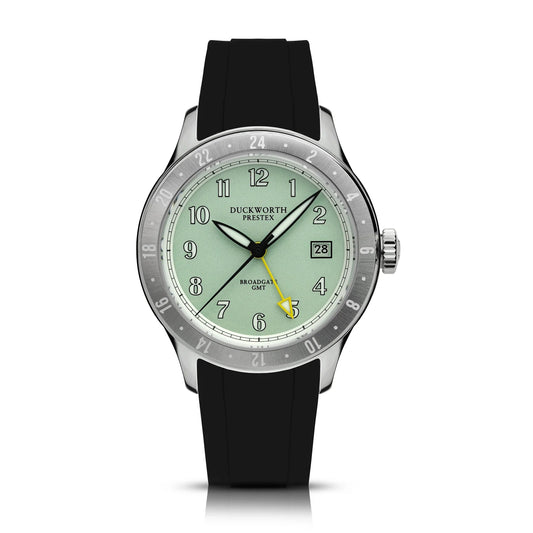 Broadgate GMT automatic Mint Green Dial Black Rubber strap