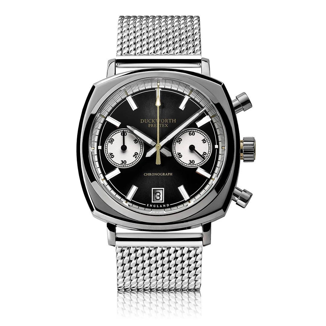 Chronograph 42 Black Sunburst Men's Watch Steel Mesh Strap