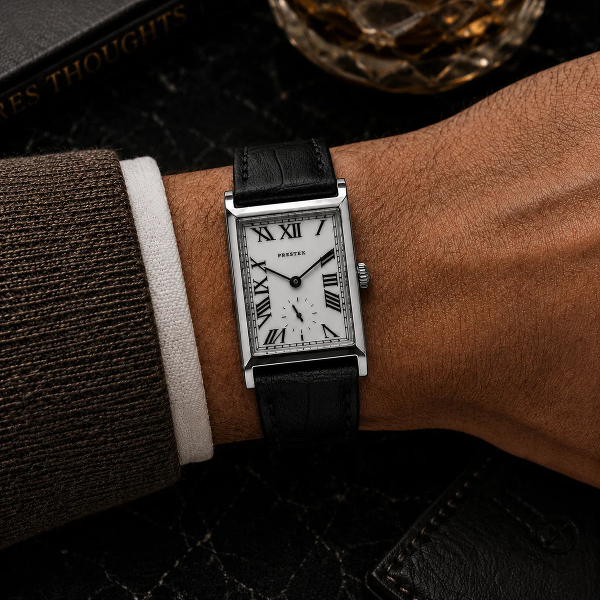 Parker Quartz White Roman Dial Black croc print strap
