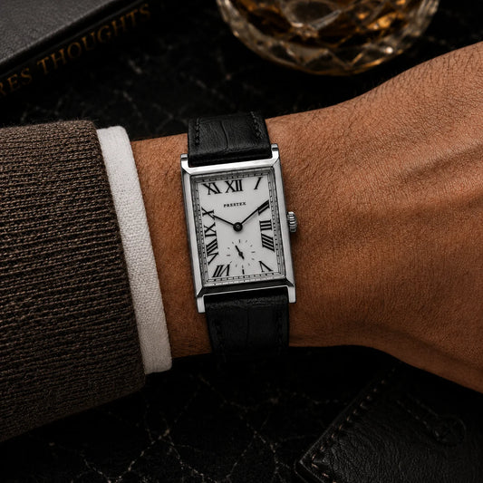Parker Quartz White Roman Dial Black croc print strap