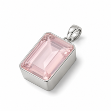 Load image into Gallery viewer, Sterling Silver Large Blush Pink Synthetic Quartz Rectangular Pendant

