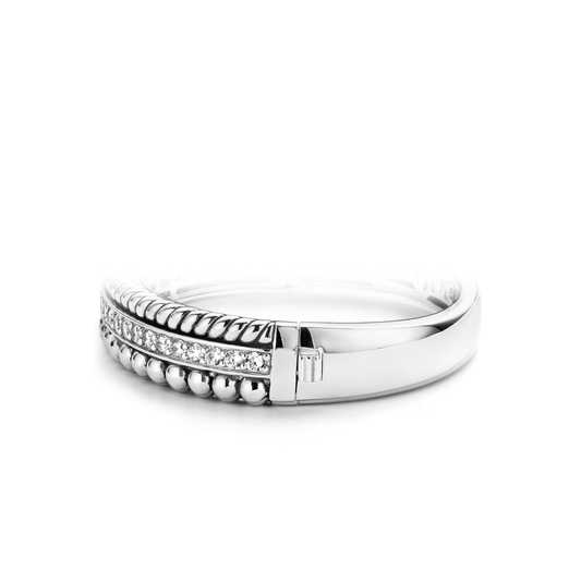 Sterling Silver Rhodium Plated Bangle, view 4