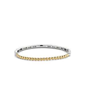 Sterling Silver yellow gold plated hinged bangle