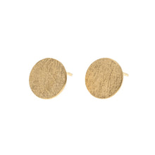Load image into Gallery viewer, Large round brushed finish Sterling Silver vermeil studs
